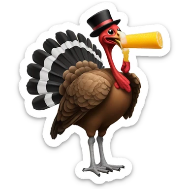 turkey smoking a cigarette and drinking a mimosa sticker