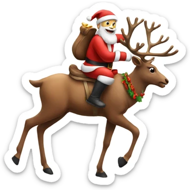Santa on a reindeer sticker