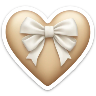 Beige heart with white bow sticker