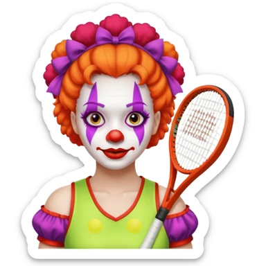tennis player female clown sticker
