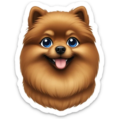 a cute brown pomerian with blue bows sticker