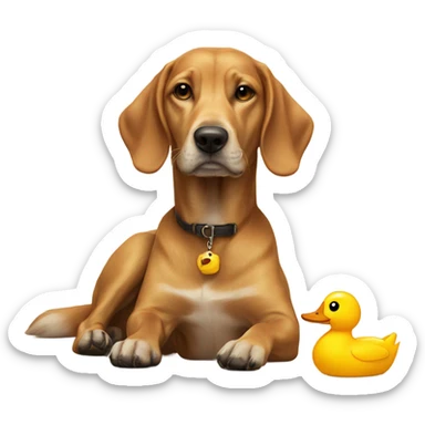 Dog laying on duck sticker