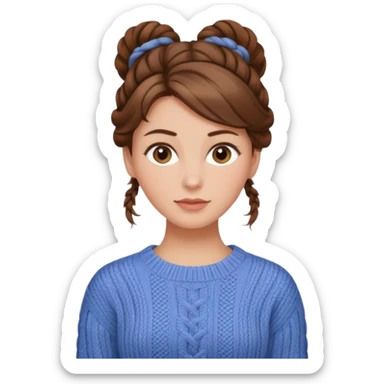 Mujer, pelo castaño, recogido, guapa, jersey invierno sticker