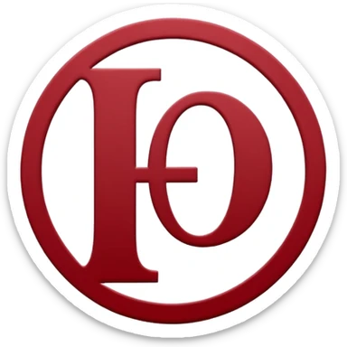 a letter F in white color surrounded with a circle deep red circle, the whole combination has a liquid texture to it and is giving the mackintosh vibes sticker