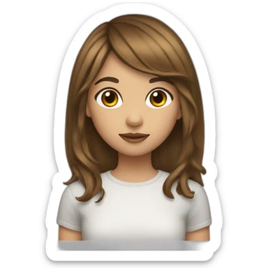Girl with brown hair and curtain bangs  sticker