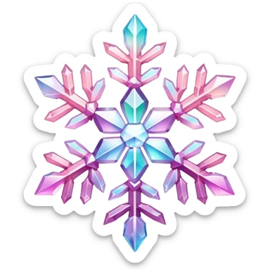 Gradient iridescent Pastel Pink crystal gemstone snowflake  sticker