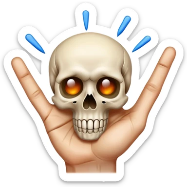 All colour fingers pointing at skull emoji at the centre, surrounding it sticker