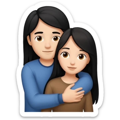 Couple that lobes eachother girl has black lonh hair he is white with brown hair sticker