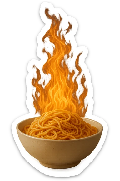 fiamma di metabolismo con bowl di pasta realistici sticker