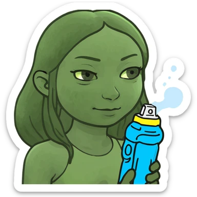 Girl meditating with a water gun in hand sticker
