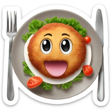 cutlet on plate with mushroom  sticker