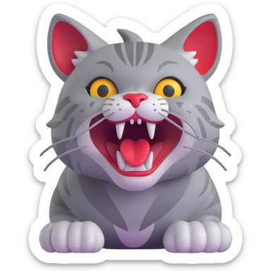 grey wildcat with a red nose and tongue sticker
