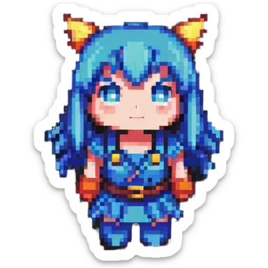 retro anime character in Japanese style sticker