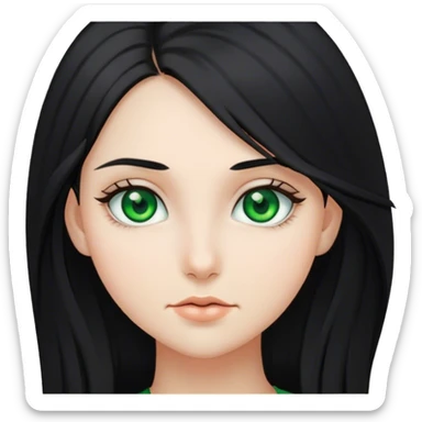 Girl black hair green eyes and long hair sticker
