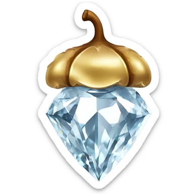 a Diamond Acorn, sparkling cut diamond, with stem of gold sticker