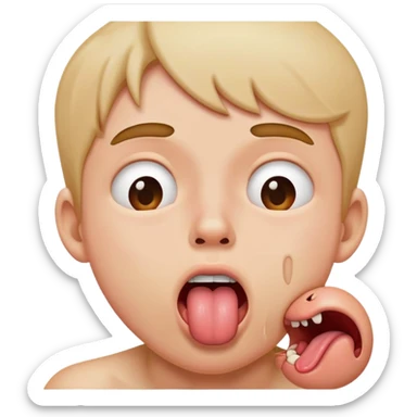 tongue sticking out chocking yourself sticker