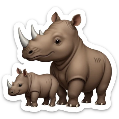Dad rhino and baby rhino with mama bear and little bear sticker