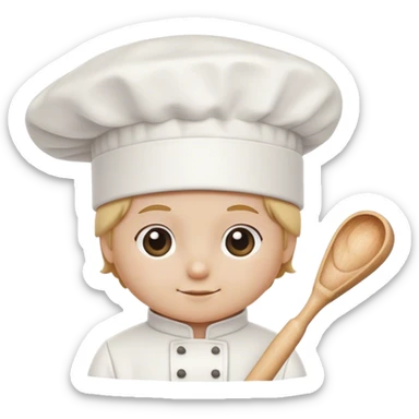 Cinematic Realistic Chef Hat & Rolling Pin, crisp white cotton hat with soft folds, resting beside a classic wooden rolling pin with smooth, polished curves, a light dusting of flour adding authenticity, warm kitchen lighting casting gentle shadows, glowing with a cozy and inviting charm. sticker