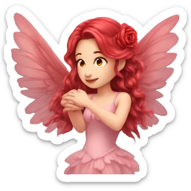 big wings, rose, Beautiful, fairy, red, long hair sticker