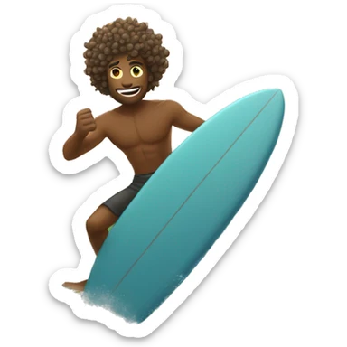 Man with curly hail surfing into the sunset sticker