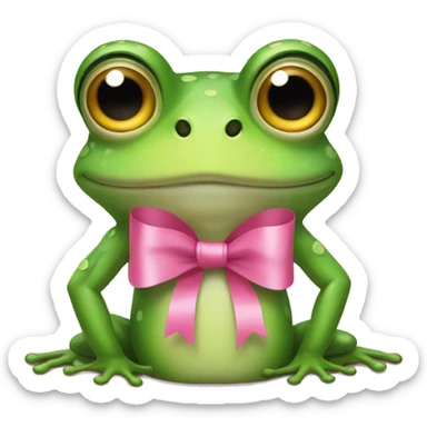 Frog wearing pink ribbon bow on its head sticker