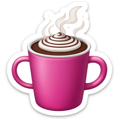 a regular hot pink cup with hot chocolate in it, no designs sticker