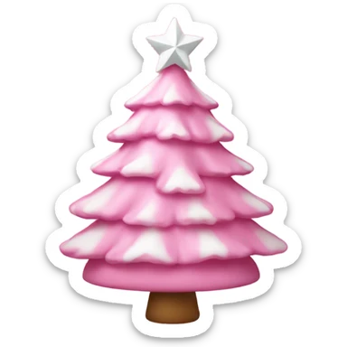 Pink Christmas tree with white bow sticker