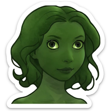 Girl with wavy hair and gray eyes sticker