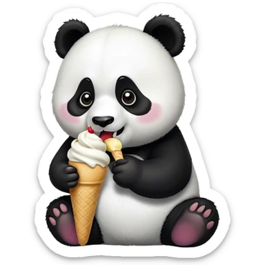 Panda eating ice cream sticker