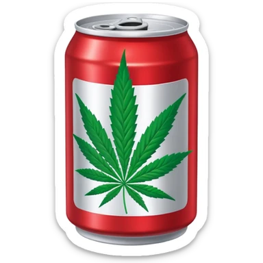 red soda can with a green cannabis leaf printed on it sticker