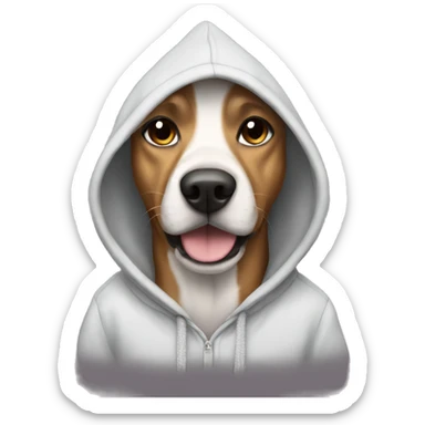 Dog wearing a hoodie sticker