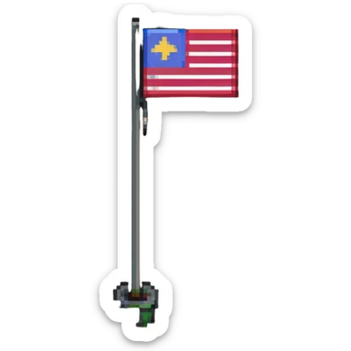 A pixel art flag on a simple pole sticker