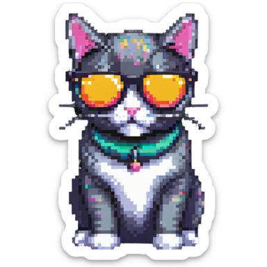 baddie cat with sunglasses sticker