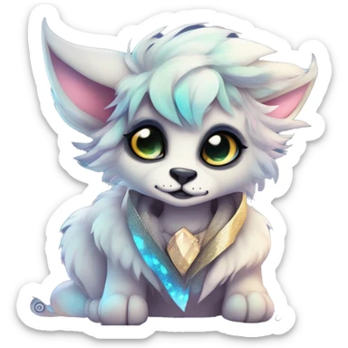 Cool cute Kawaii edgy ethereal futuristic modern epic fantasy animal sparkle fursona Fionbri creature by griffsnuff & LiLaiRa & Falvie full body sticker