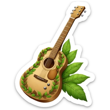 guitar made out of leaves and dirt sticker