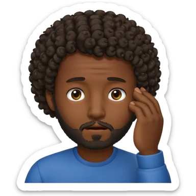 face palm man, dark skin , short hair curly , facial  small beard sticker