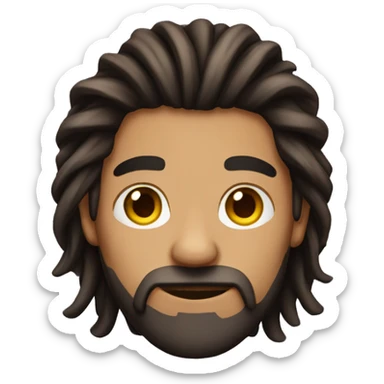 hispanic long brown hair man with a beard and 3 long dreads  sticker