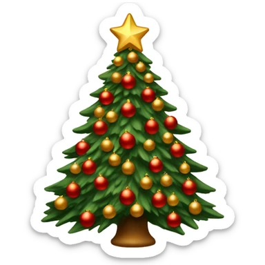 Christmas tree decorated mostly with deep red and gold lights vintage vibes sticker