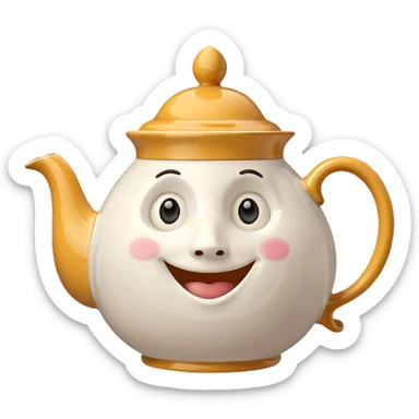 A character from the fairy tale Beauty and the Beast: Mrs. Potts, the lady who was turned into a teapot and retains the teapot's original form. sticker