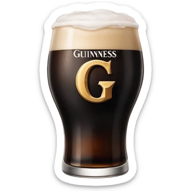 Guiness glass with letter 'G'. Already drank halfway. sticker