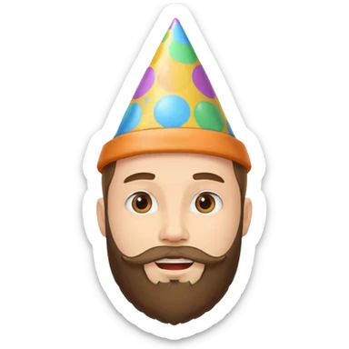 young man with a beard, happy birthday boy sticker