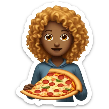 Curly girl who eats pizza sticker