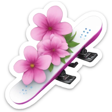 Snowboard with pink flowers sticker