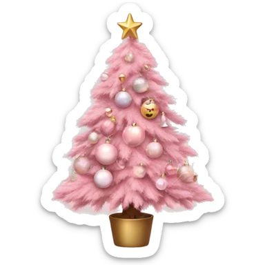 Baby pink Christmas tree with cute ornaments sticker