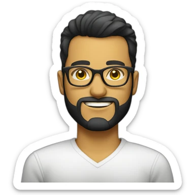 white entreprenuer with yellow tinted glasses and combed black hair and clean shaved beard  sticker