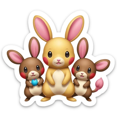 Dedenne-Plusle-Minun-Buneary-Bunnelby-fusion sticker