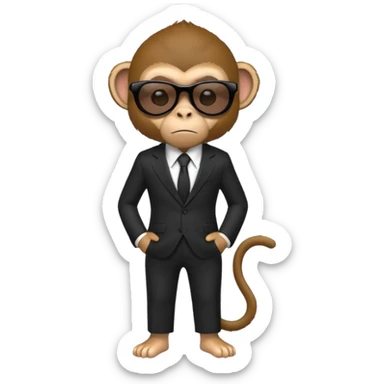 Make an emoji that looks like a monkey in a mafia With dark fully sunglasses sticker