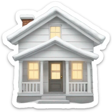 snow falling on a white little house sticker
