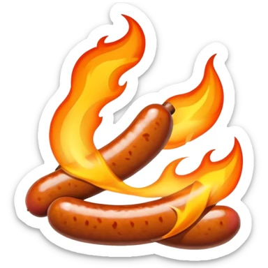 sausage with flame coming out of the top sticker