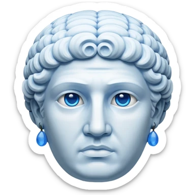 completely white ancient greece marble head sculpture with a blue aura around the background of it sticker